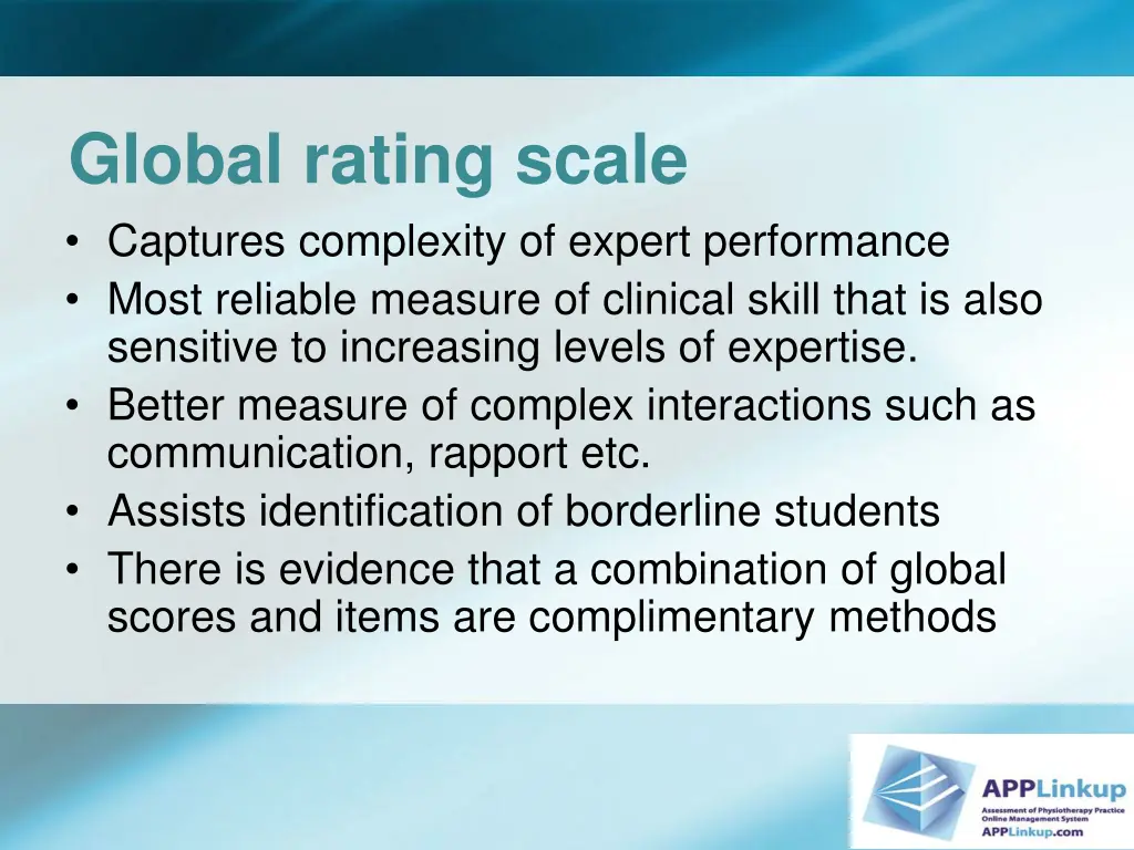 global rating scale captures complexity of expert