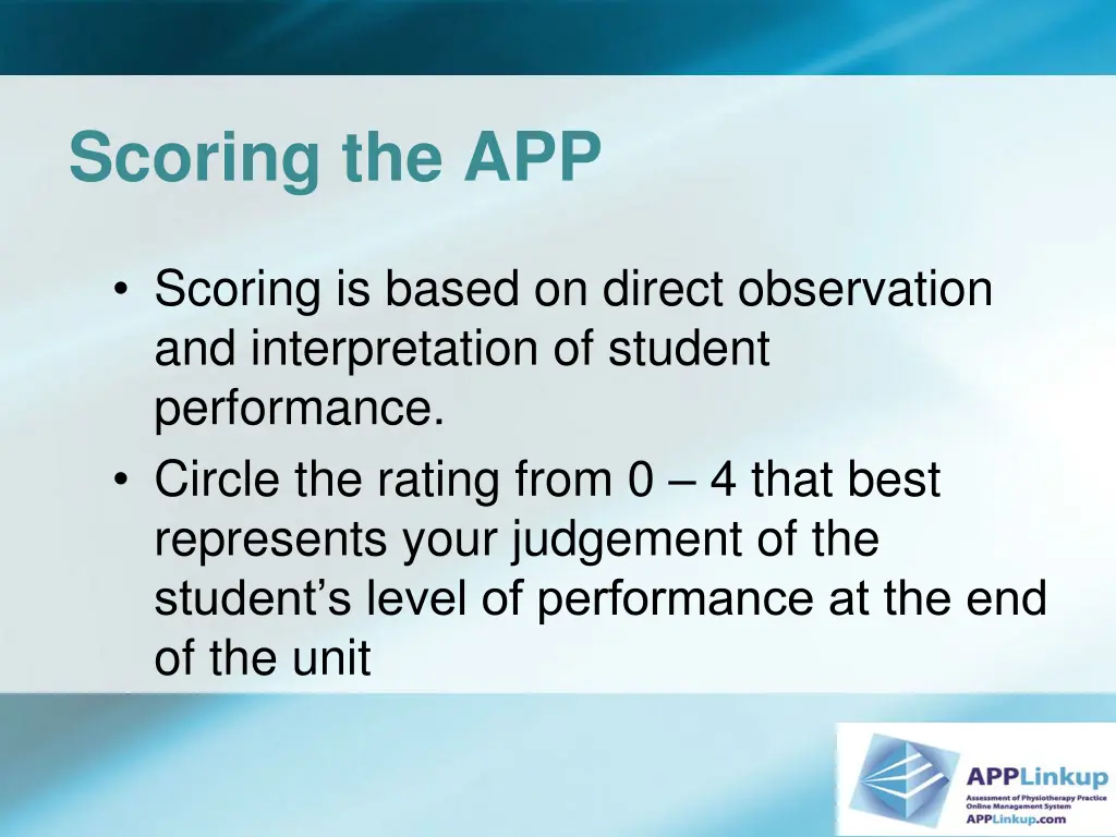 scoring the app