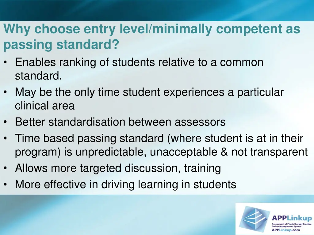 why choose entry level minimally competent