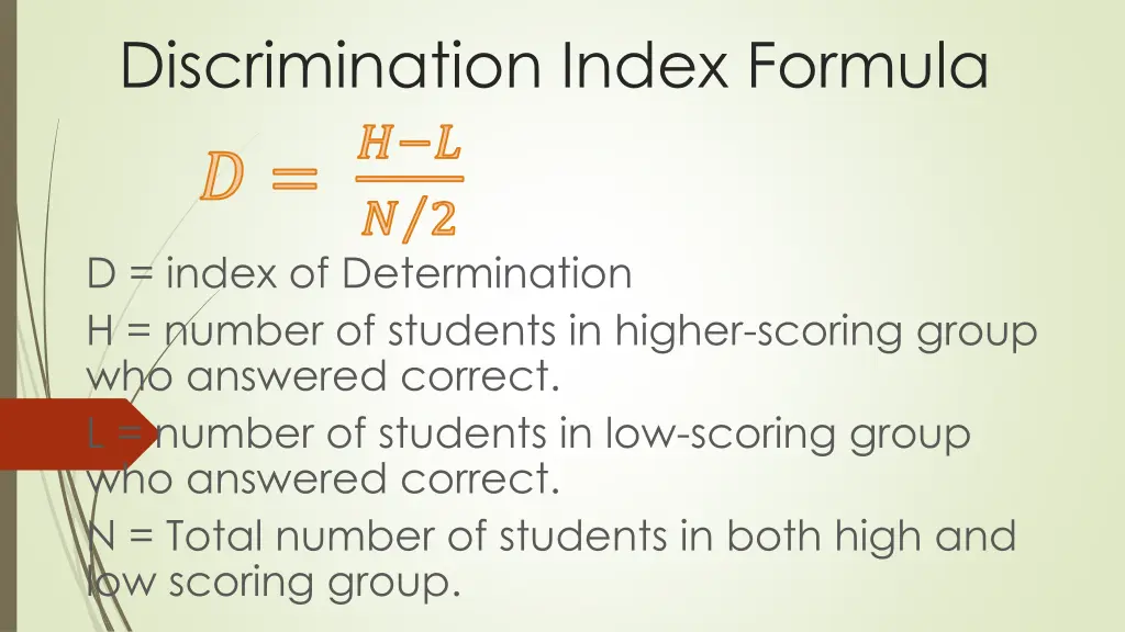 discrimination index formula 2 d index