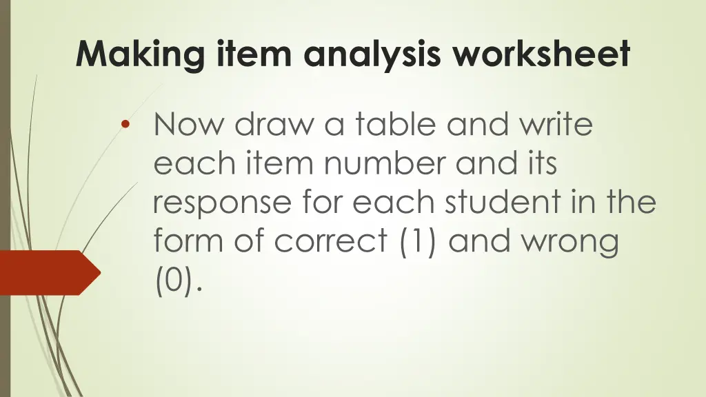 making item analysis worksheet 1