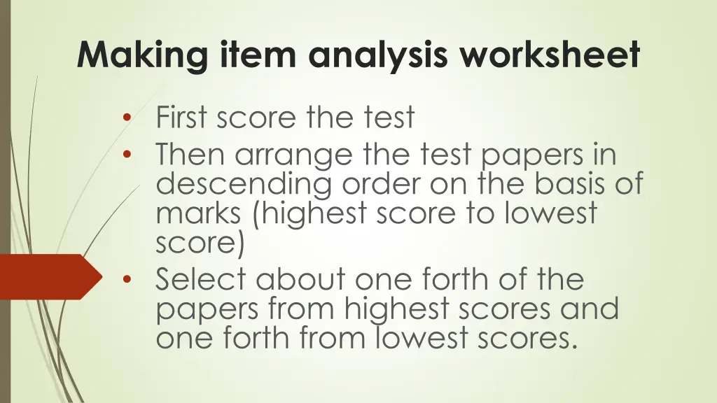 making item analysis worksheet