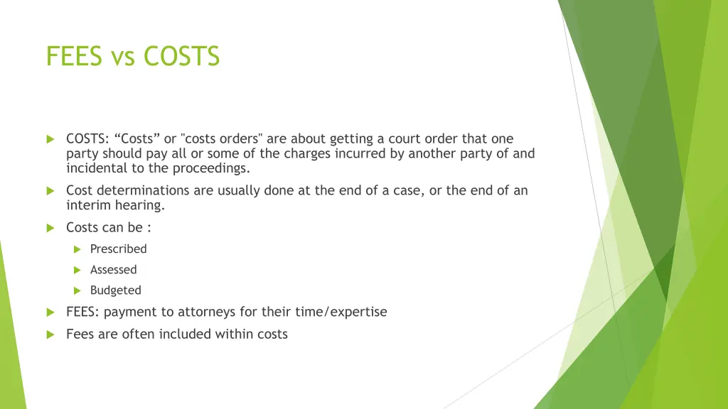 fees vs costs