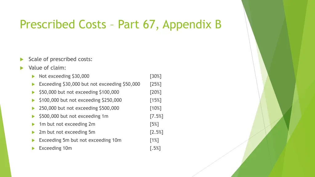 prescribed costs part 67 appendix b