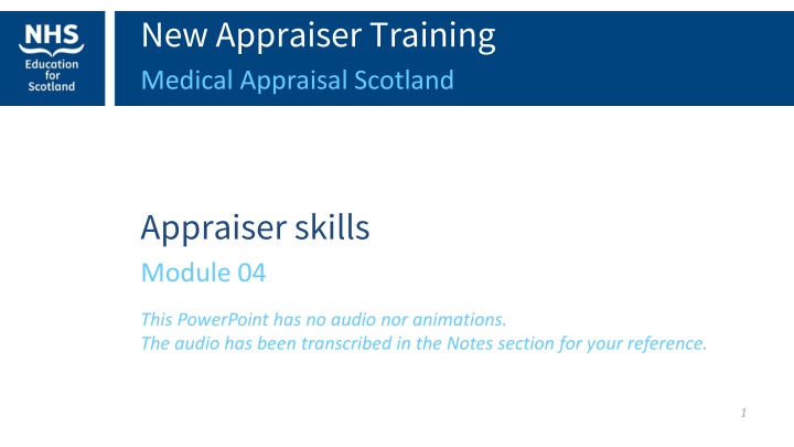 new appraiser training medical appraisal scotland