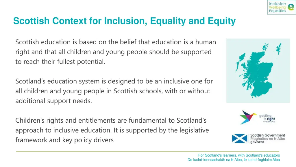 scottish context for inclusion equality and equity