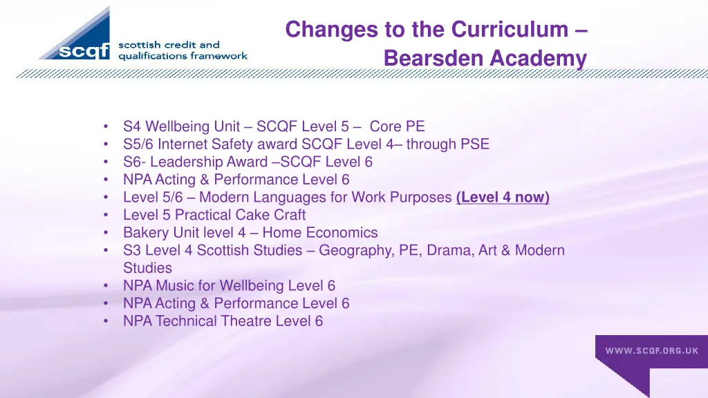 changes to the curriculum bearsden academy