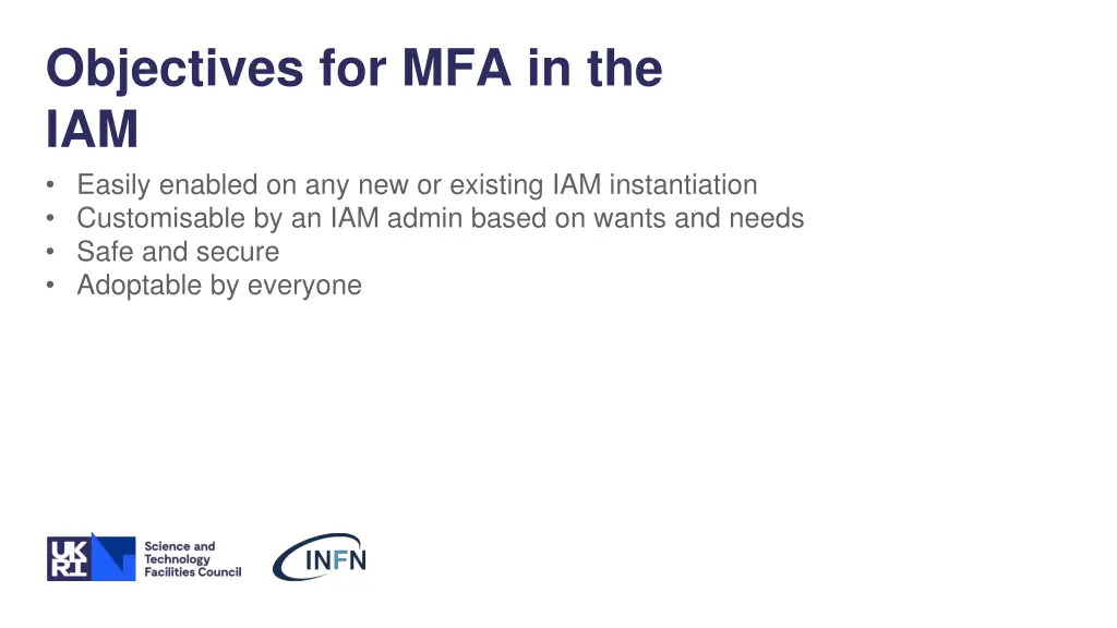 objectives for mfa in the iam