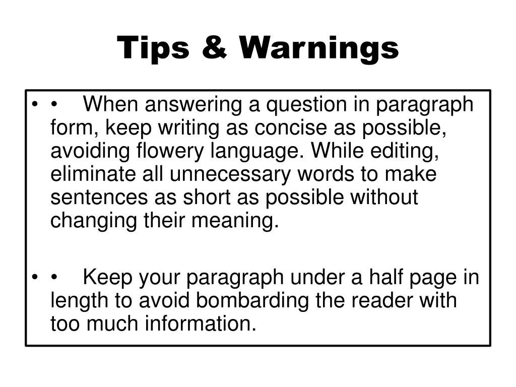 tips warnings