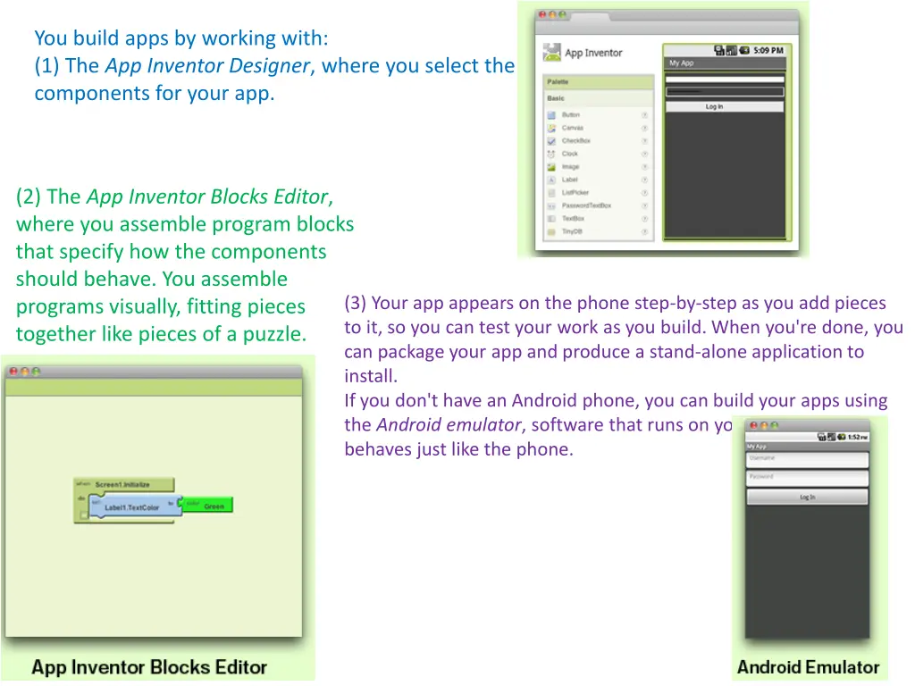you build apps by working with 1 the app inventor
