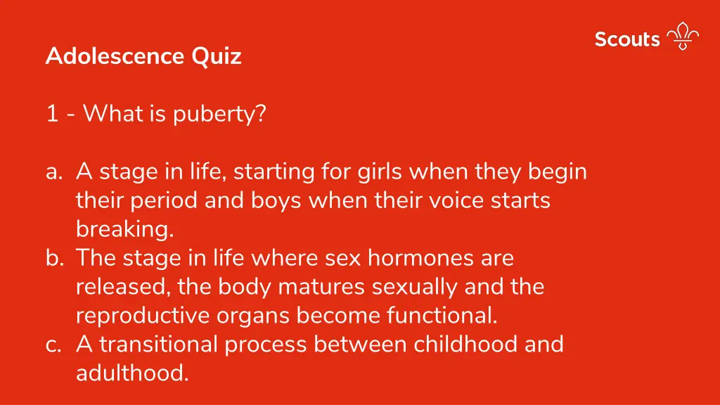 adolescence quiz