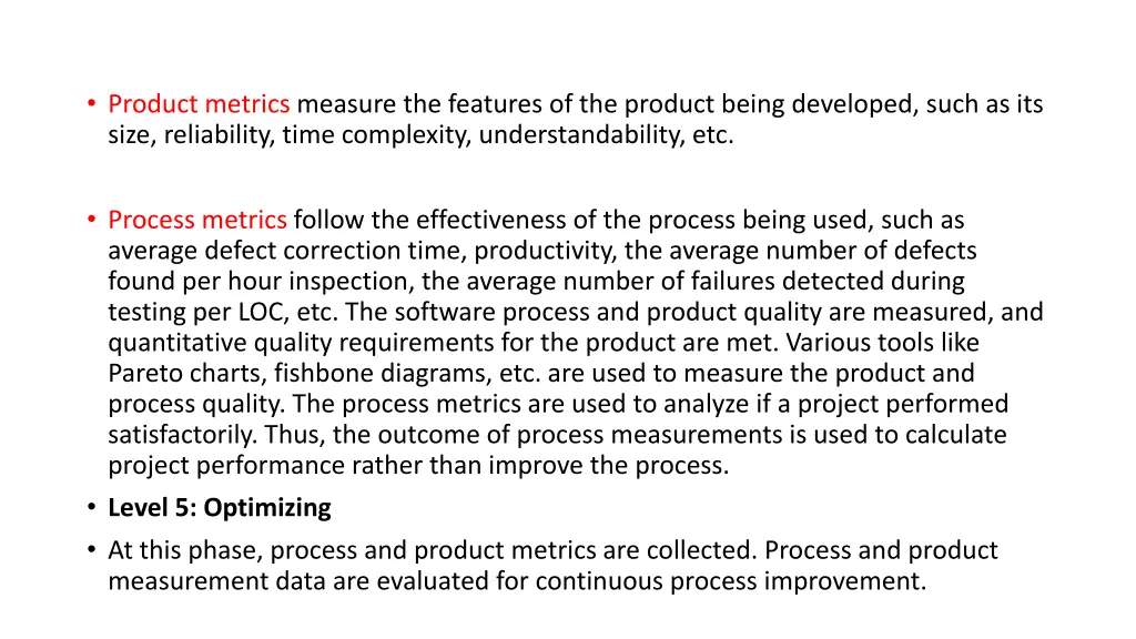 product metrics measure the features