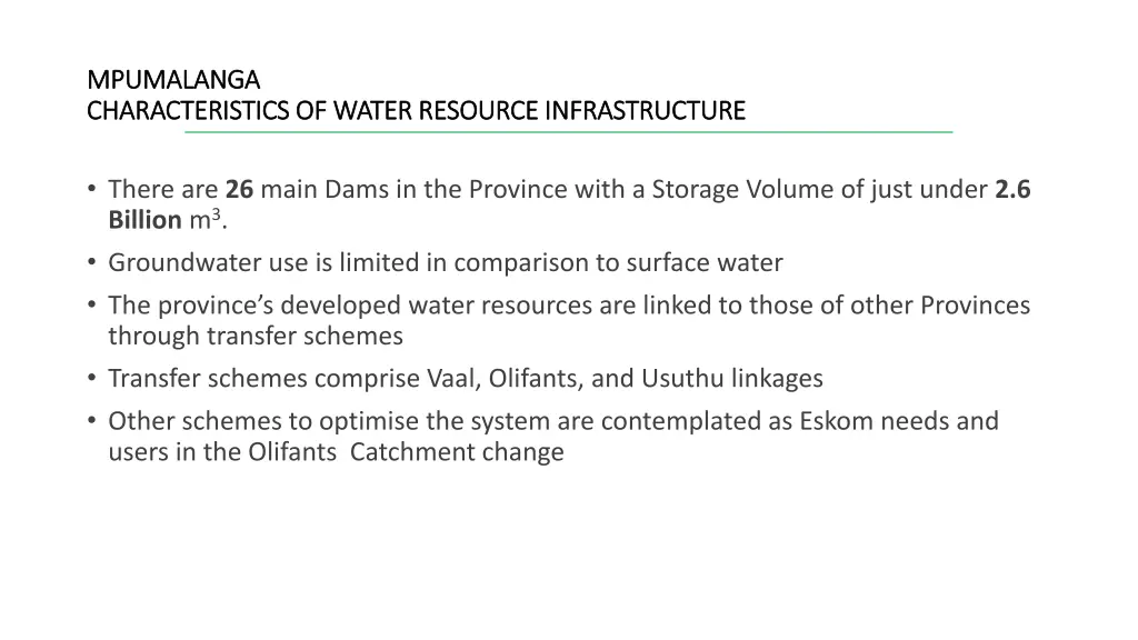 mpumalanga mpumalanga characteristics of water