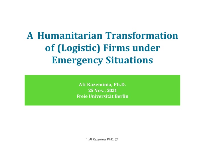 a humanitarian transformation of logistic firms