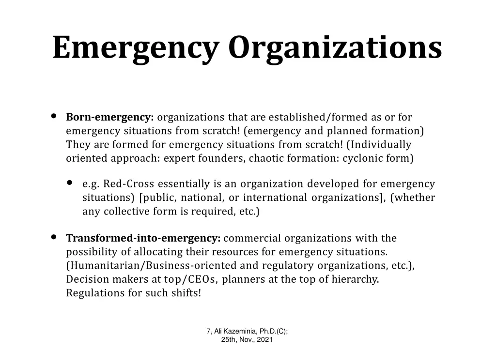 emergency organizations