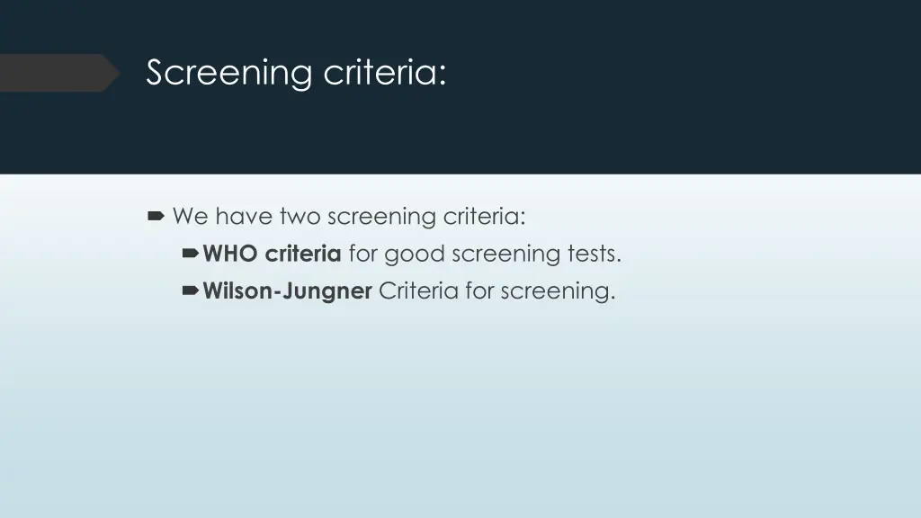 screening criteria