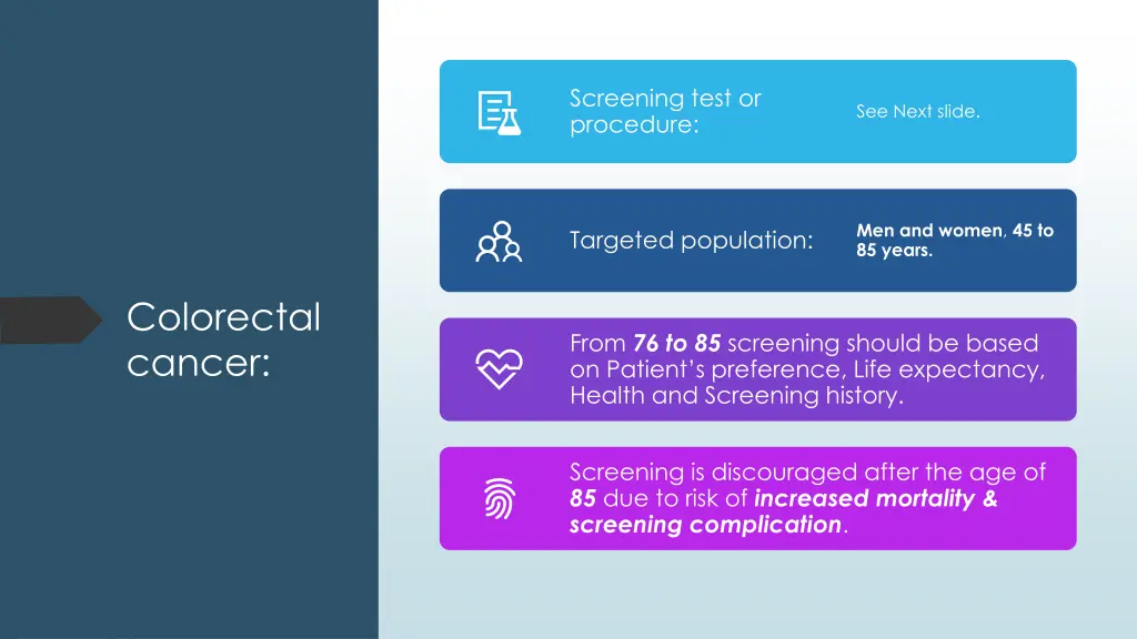 screening test or procedure