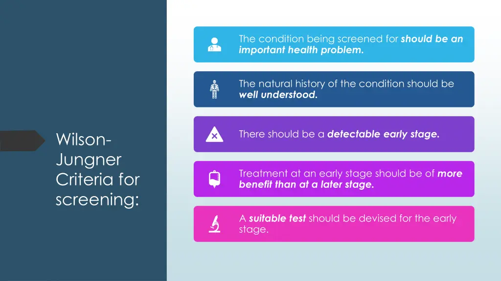 the condition being screened for should