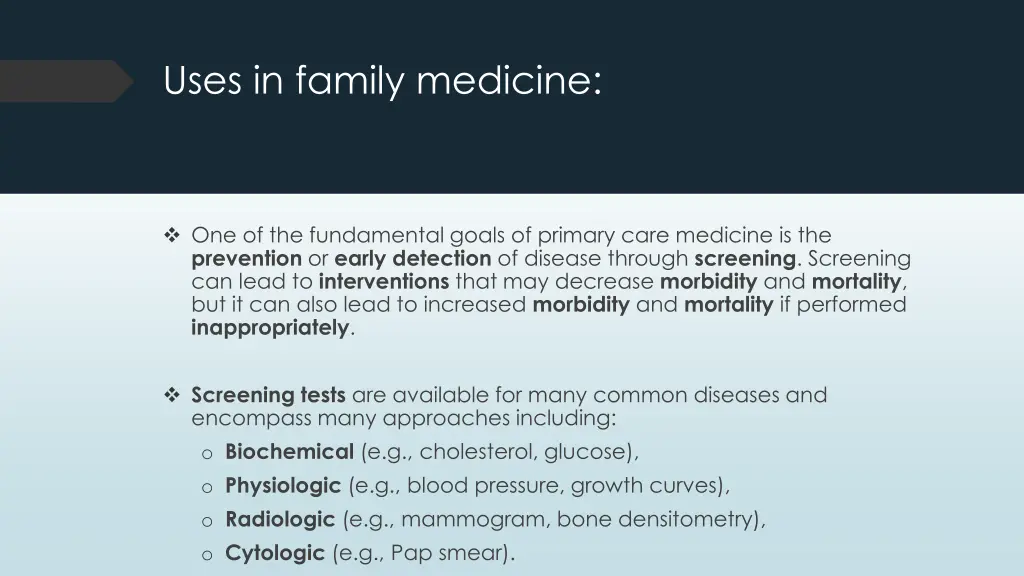 uses in family medicine