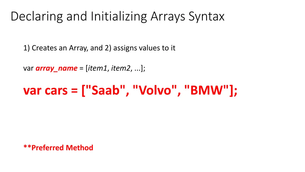 declaring and initializing arrays syntax