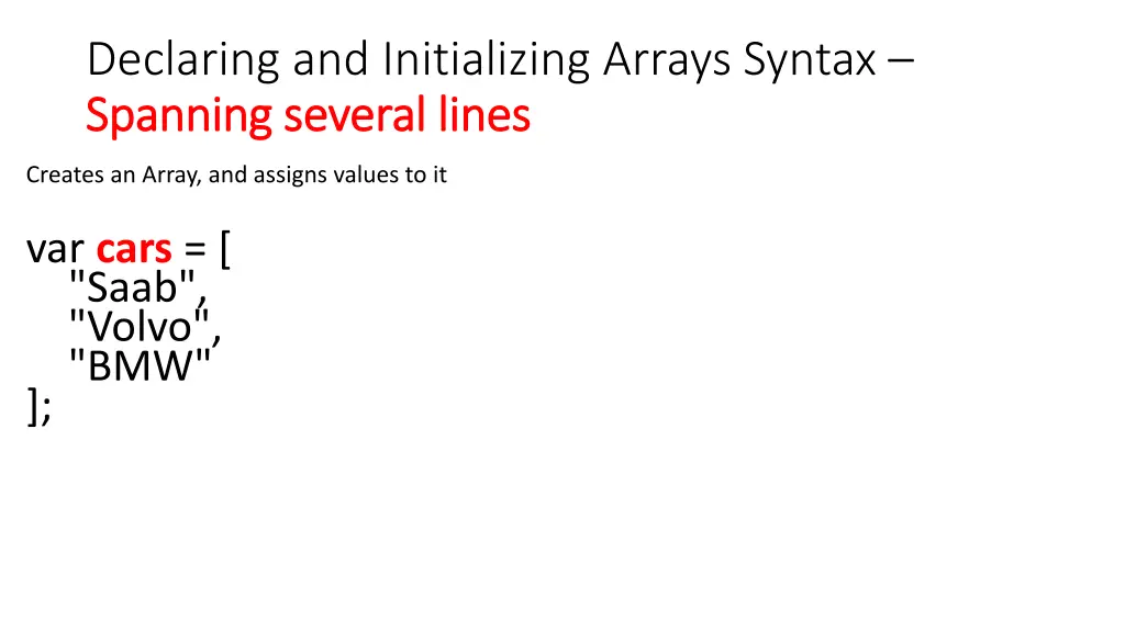 declaring and initializing arrays syntax spanning