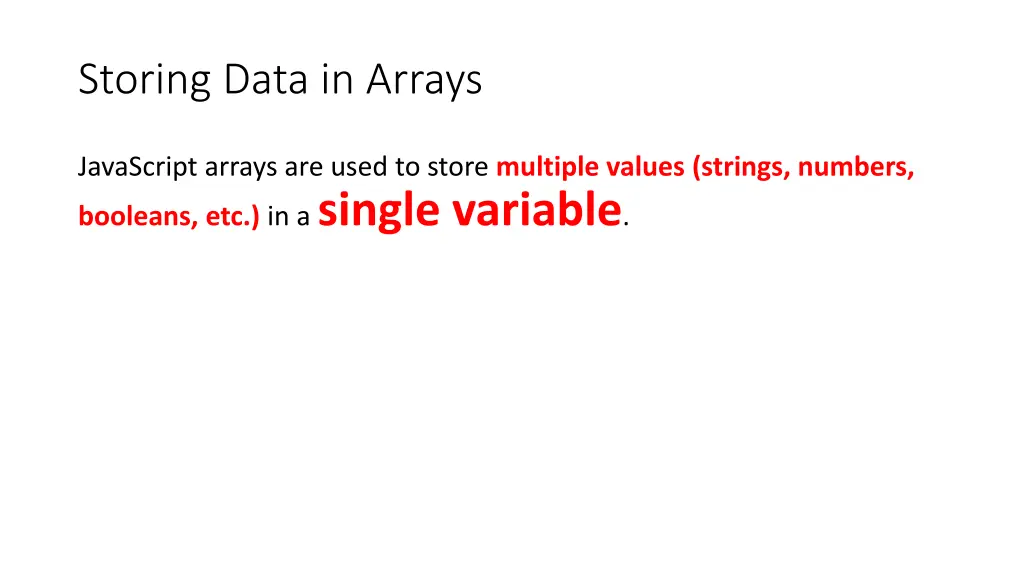 storing data in arrays