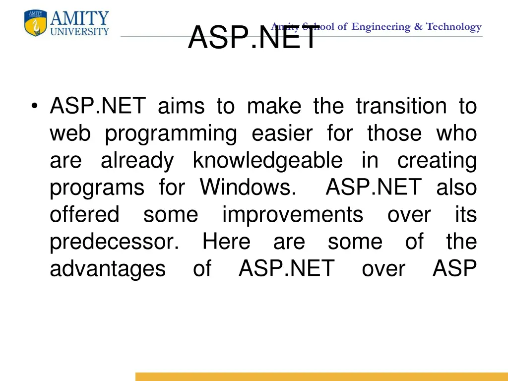 amity school of engineering technology asp net