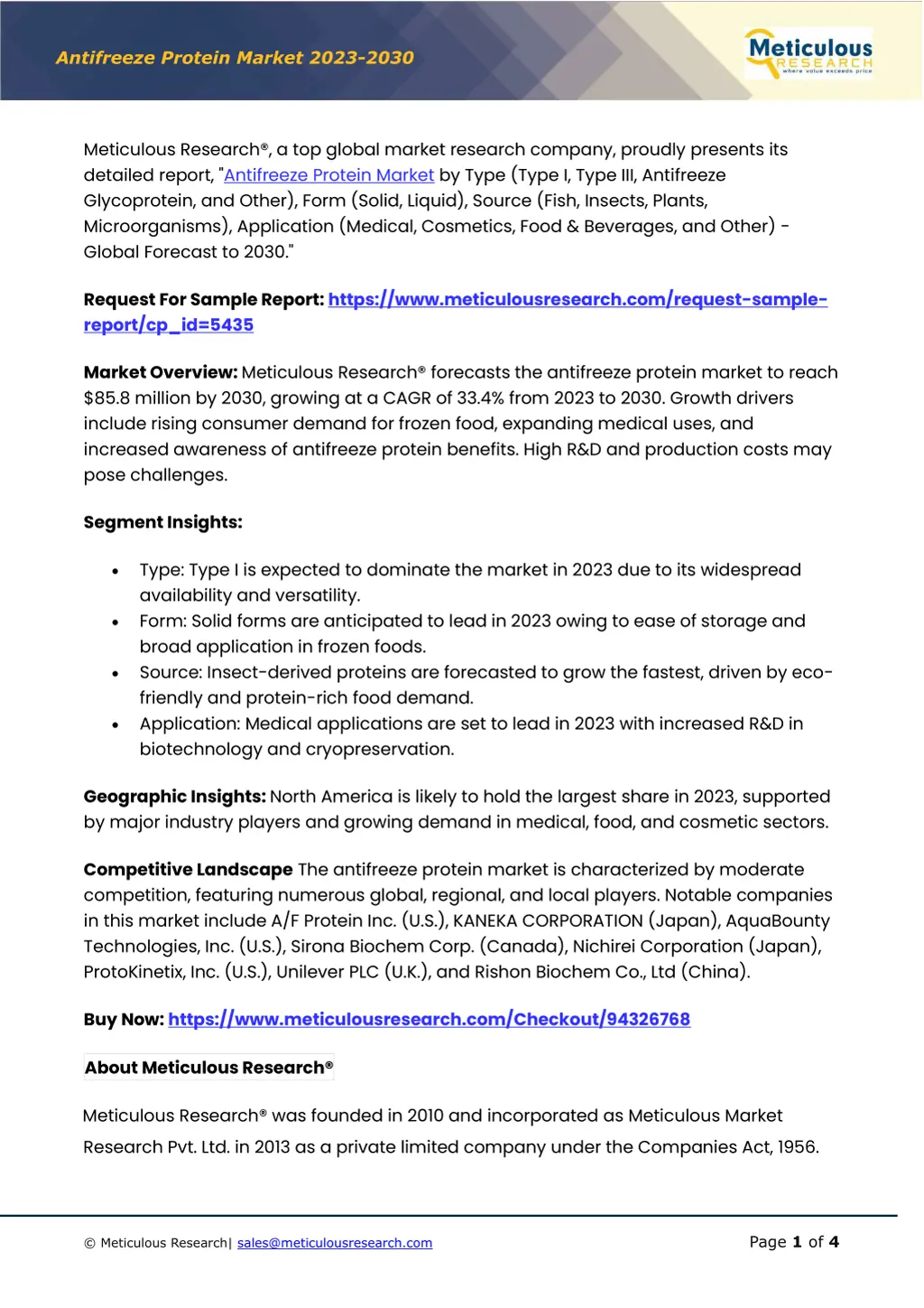 anti freeze protein market 202 3 203 0