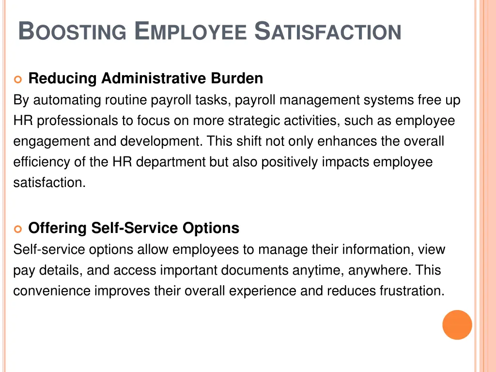 b oosting e mployee s atisfaction