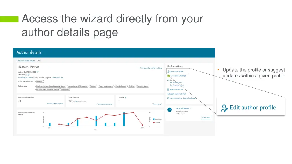 access the wizard directly from your author