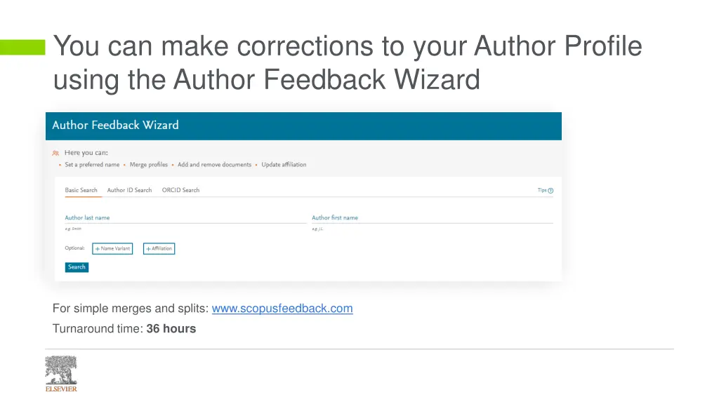 you can make corrections to your author profile