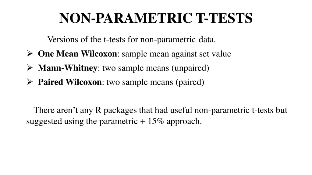 non parametric t tests