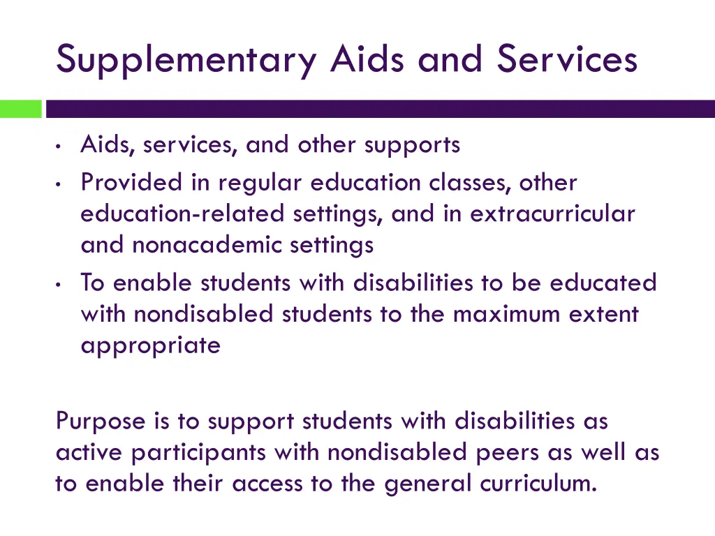 supplementary aids and services