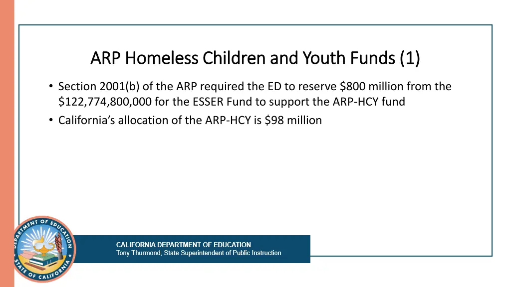 arp homeless children and youth funds