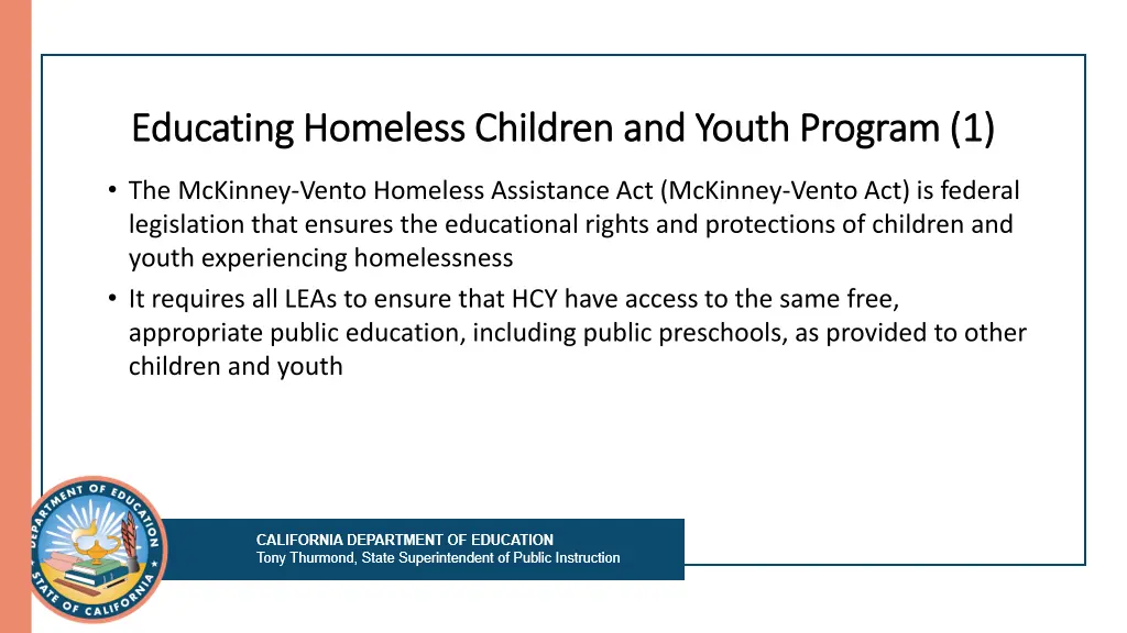 educating homeless children and youth program