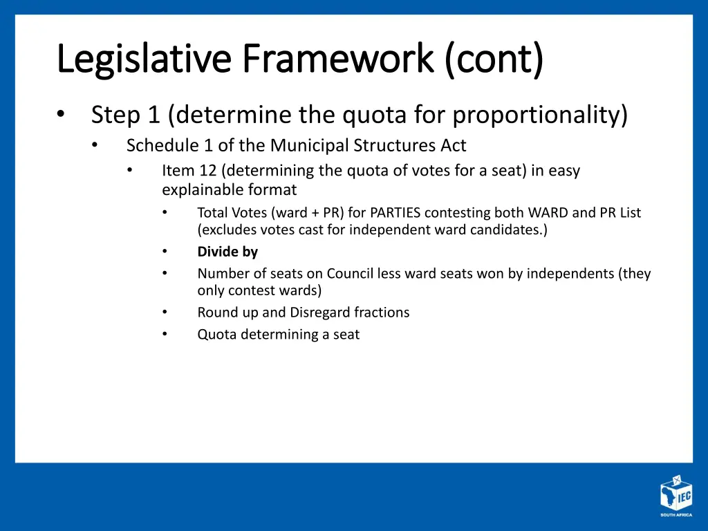 legislative framework legislative framework cont