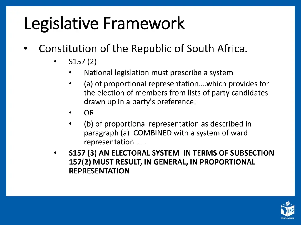 legislative framework legislative framework