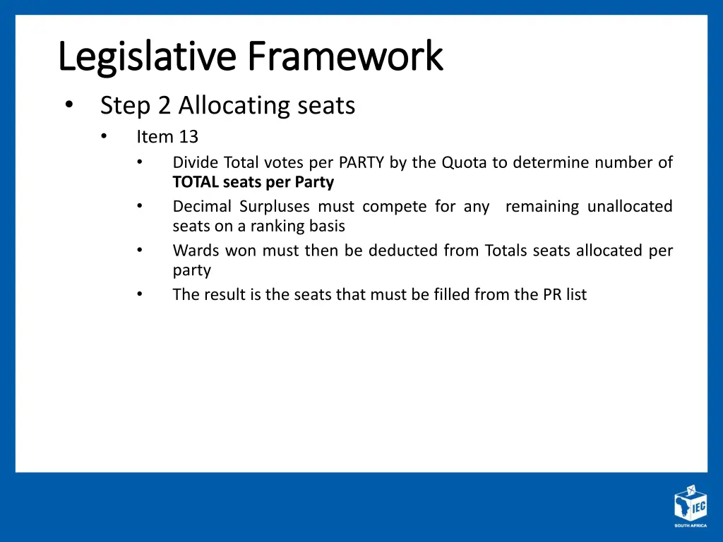 legislative framework legislative framework step