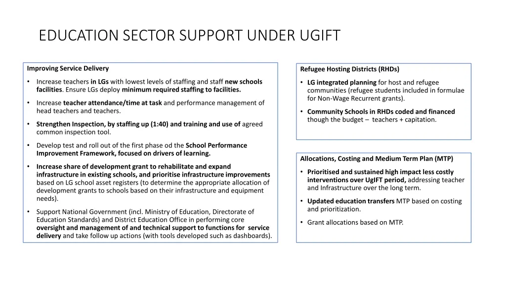 education sector support under ugift