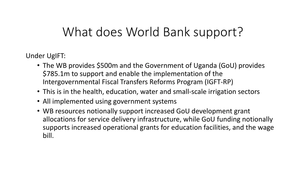 what does world bank support