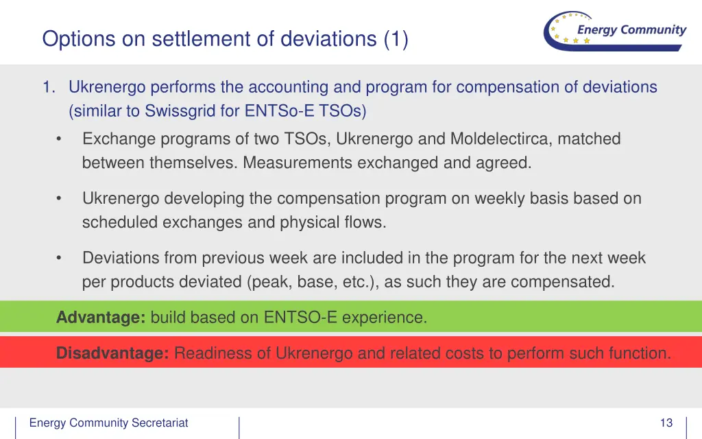 options on settlement of deviations 1