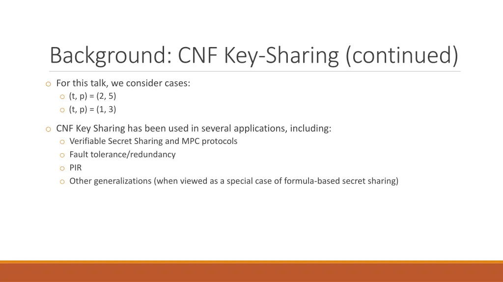 background cnf key sharing continued