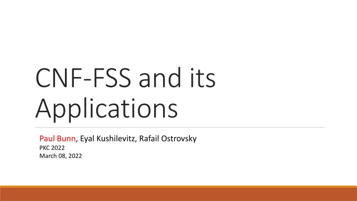 cnf fss and its applications