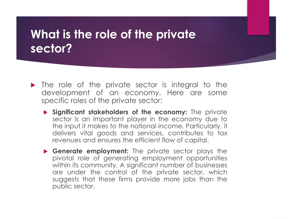 what is the role of the private sector