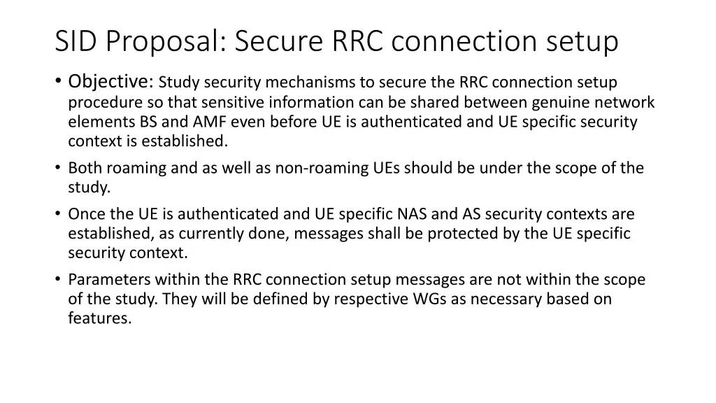 sid proposal secure rrc connection setup