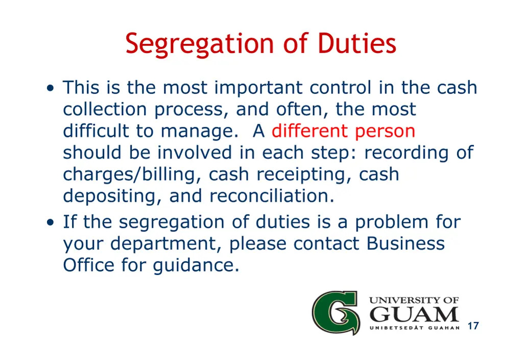 segregation of duties