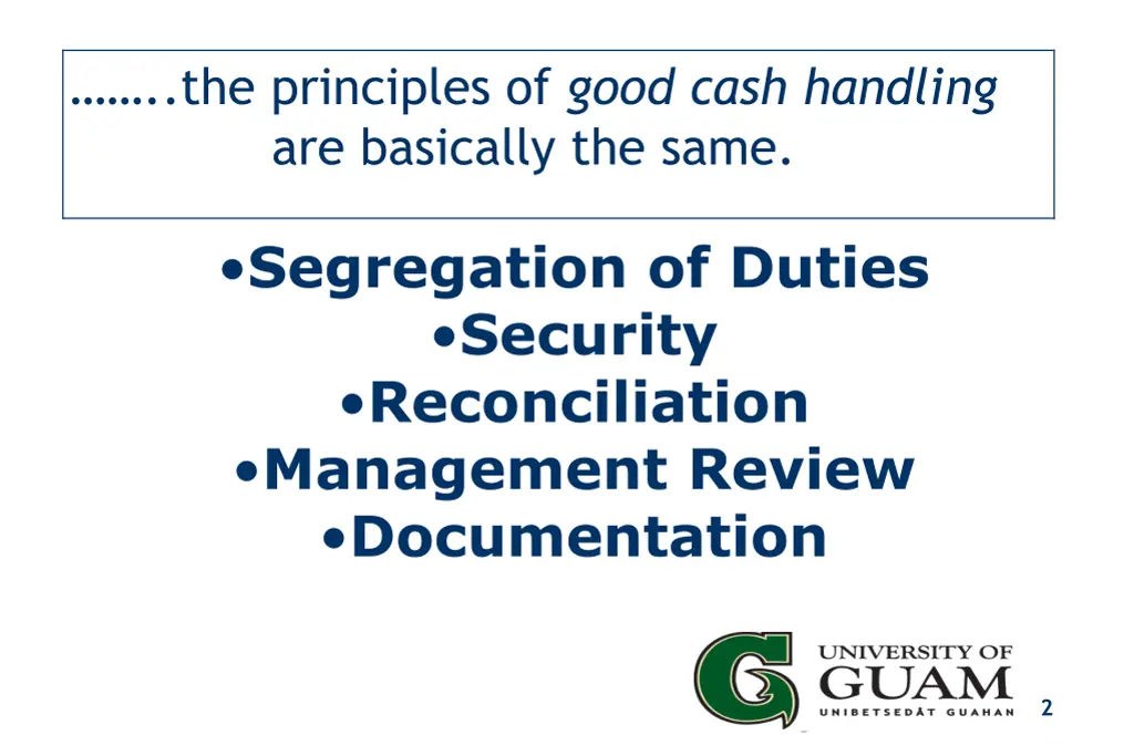 the principles of good cash handling