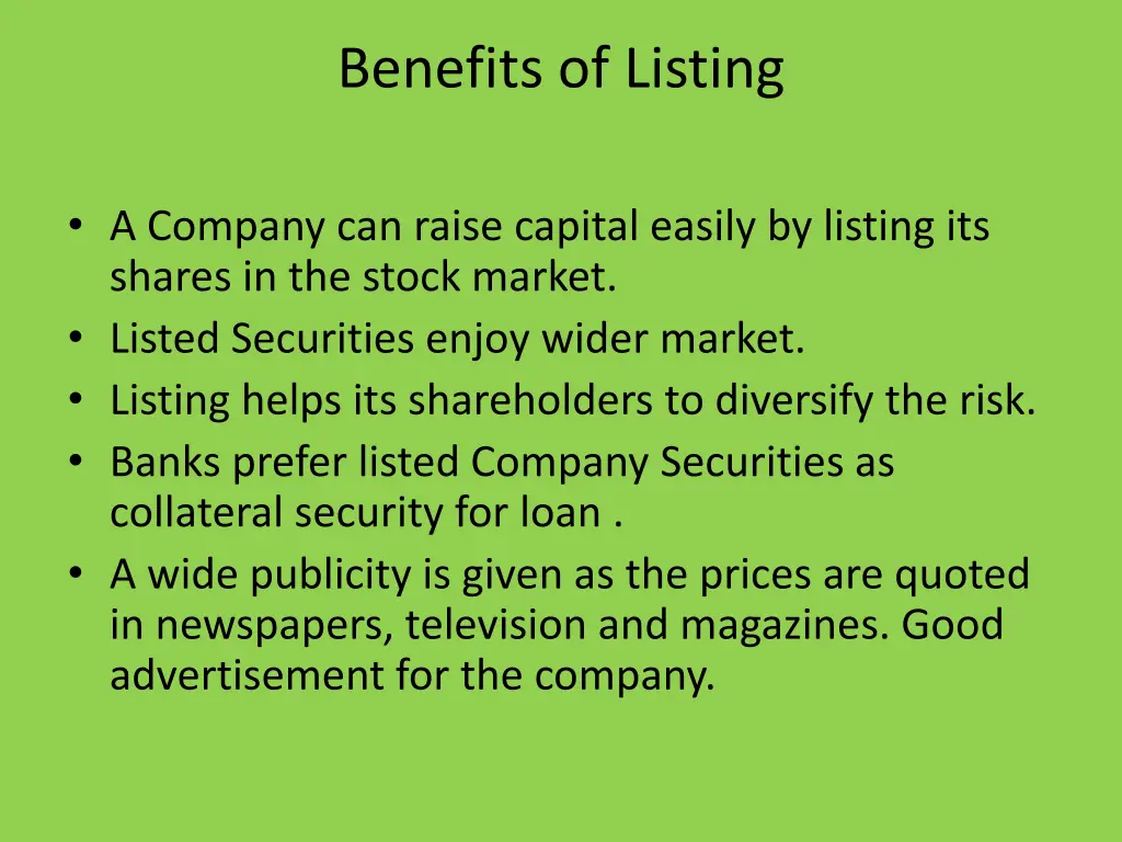 benefits of listing