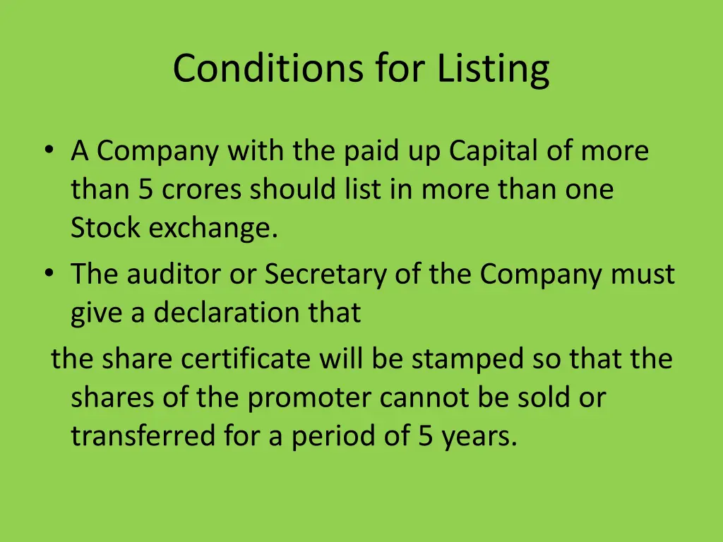 conditions for listing 1