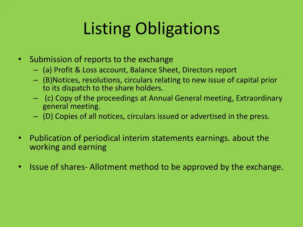 listing obligations 2